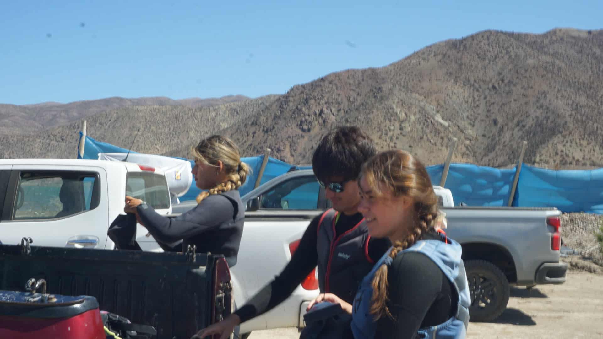 Student getting ready for their certified IKO lessons with Puclaro Kitesurfing Chile.