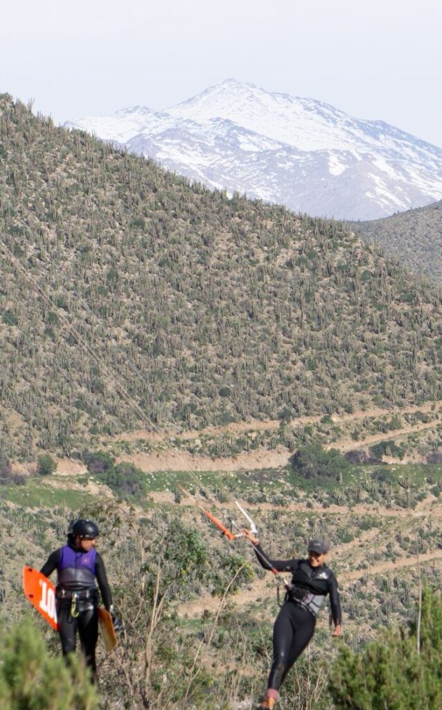 Kitesurf lesson with a view of the snowy Andes in the Elqui Valley, Chile